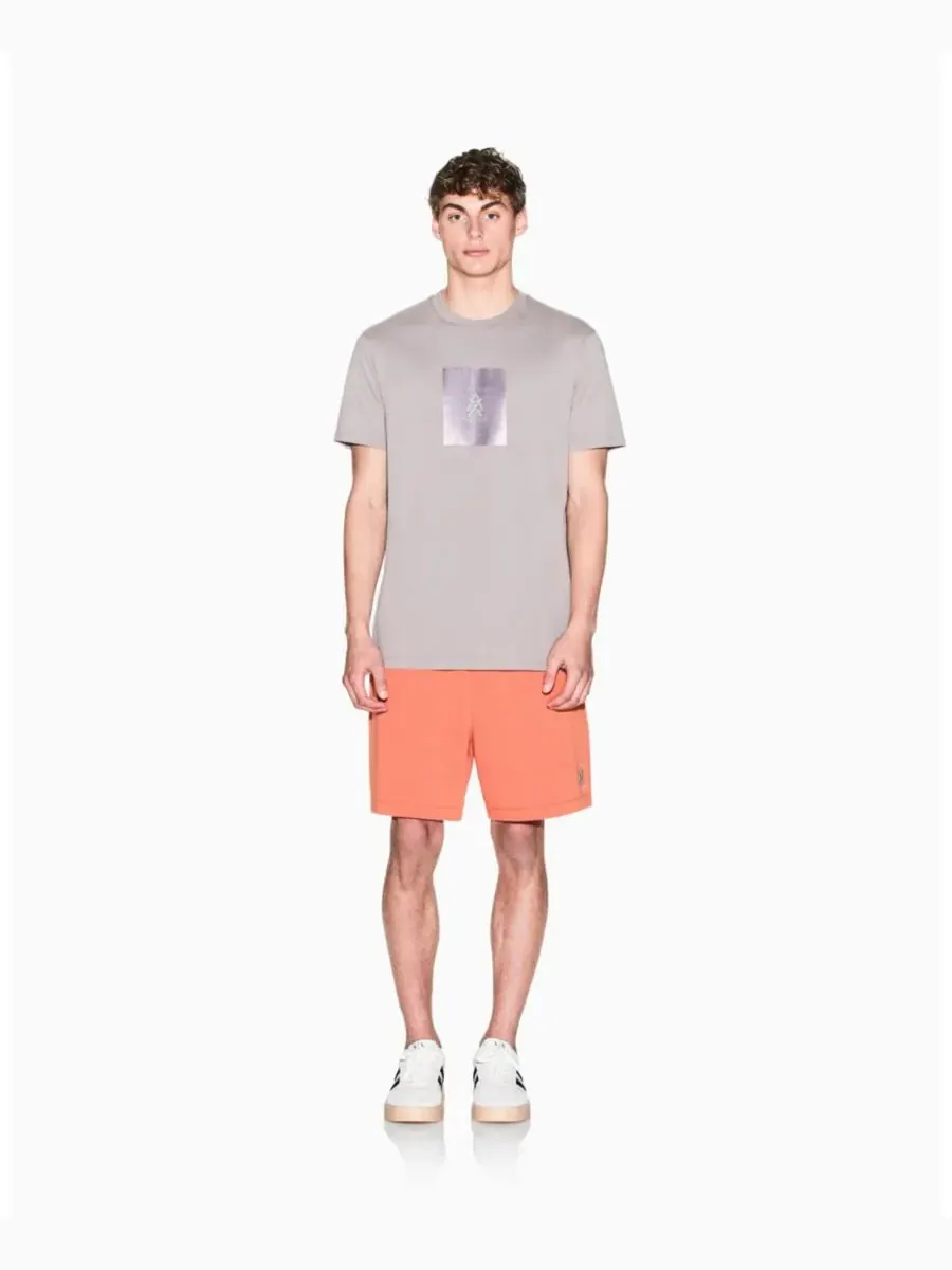 Мужская футболка с коротким рукавом из атласной ткани в квадратной форме A|X Armani Exchange — изображение 2 из 4, бежевый