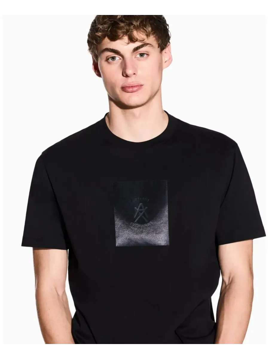 Мужская футболка с коротким рукавом из атласной ткани в квадратной форме A|X Armani Exchange — изображение 5 из 5, черный