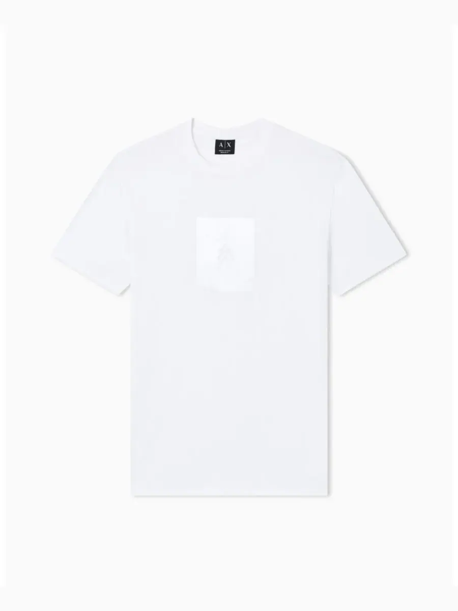 Мужская футболка с коротким рукавом из атласной ткани в квадратной форме A|X Armani Exchange — изображение 5 из 5, белый