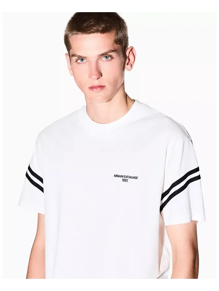Мужская футболка с надписью на рукаве A|X Armani Exchange — изображение 3 из 5, бежевый/бежевый