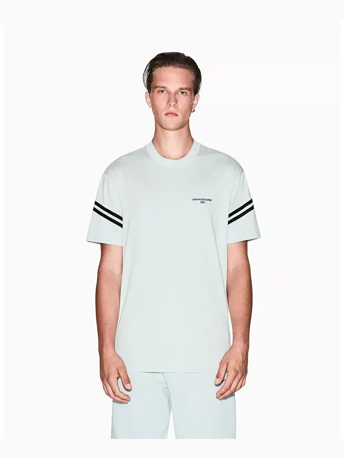 Мужская футболка с надписью на рукаве A|X Armani Exchange — изображение 1 из 5, синий