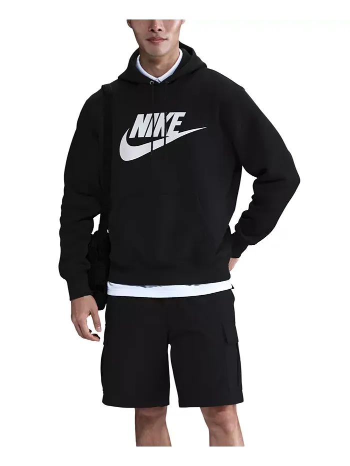 Мужской худи Club Fleece стандартного кроя с логотипом Nike — изображение 1 из 4, черный