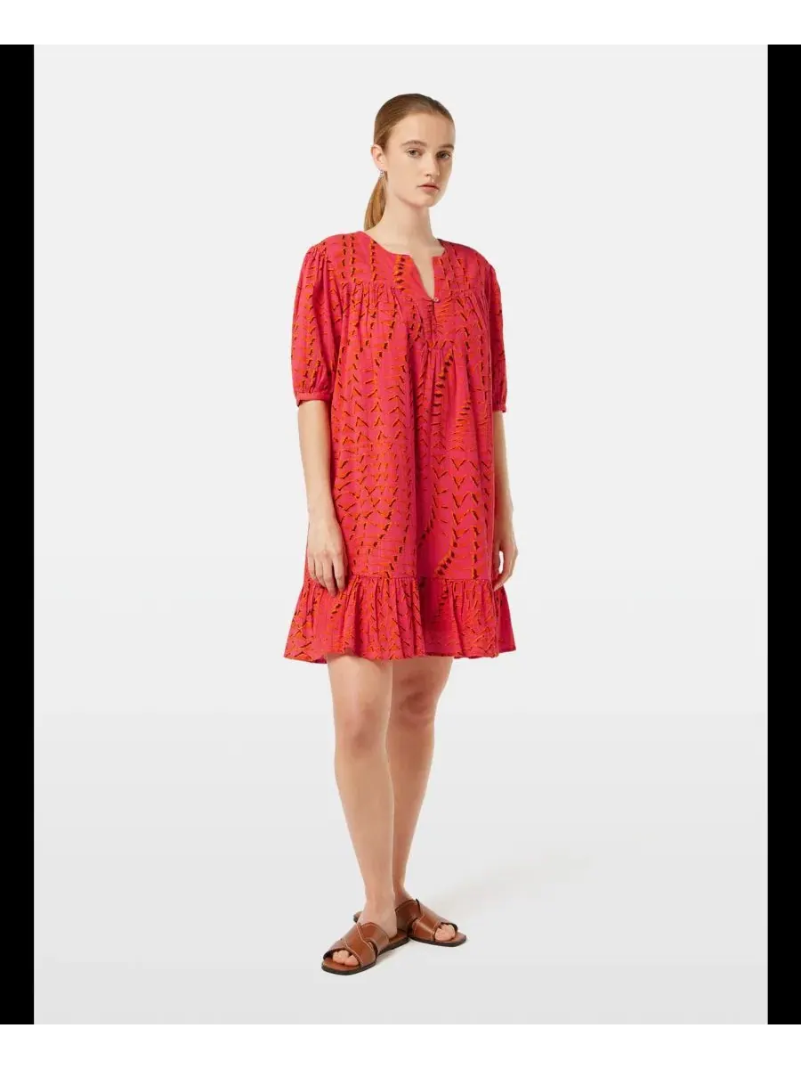 Платье-мини из жатой ткани с принтом, модель Printed Crinkle Mini Dress SCOTCH & SODA — изображение 1 из 3, розовый