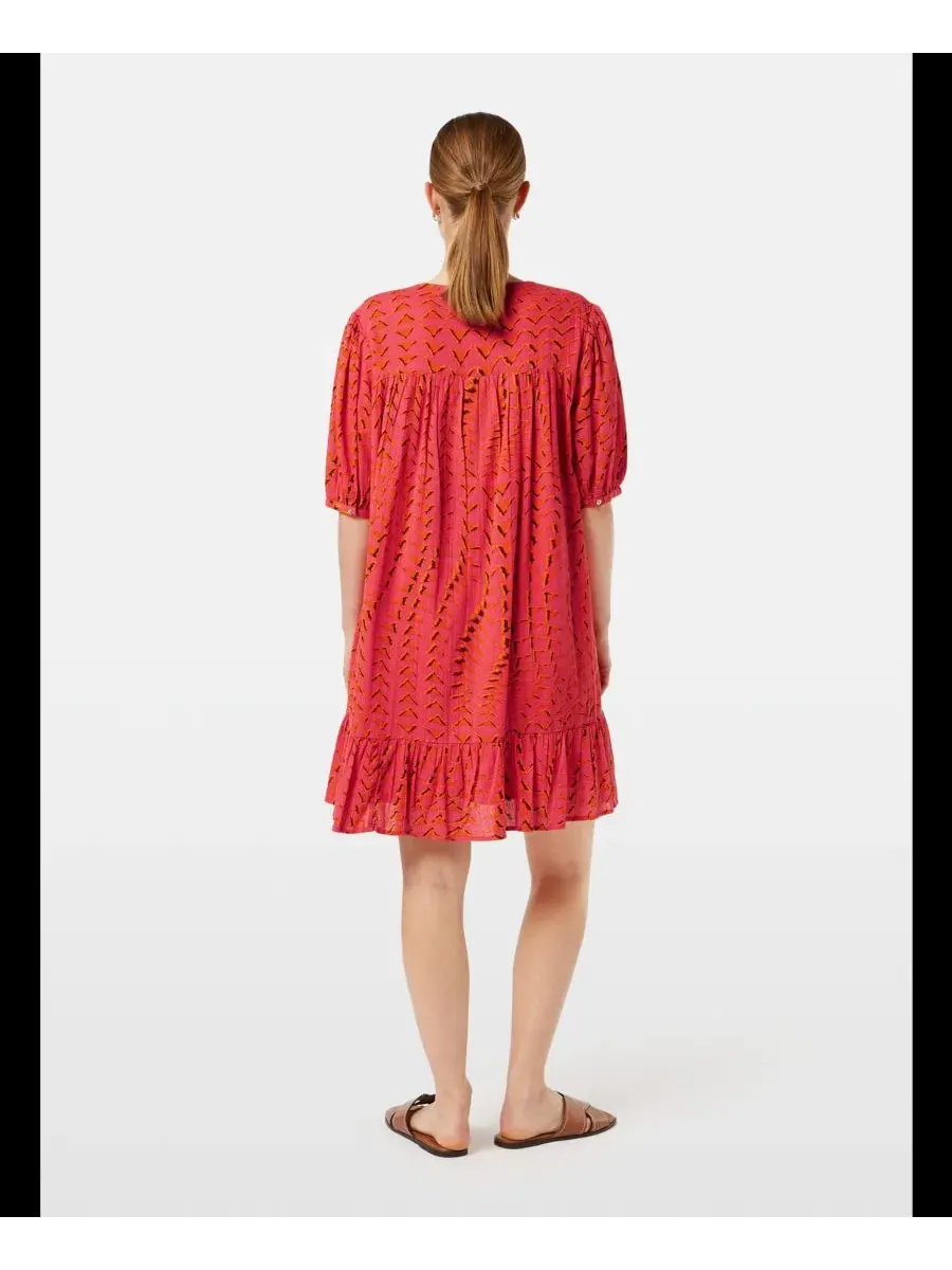 Платье-мини из жатой ткани с принтом, модель Printed Crinkle Mini Dress SCOTCH & SODA — изображение 2 из 3, розовый