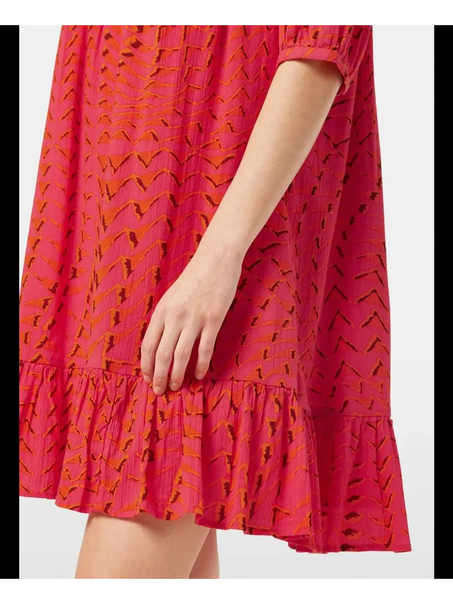 Платье-мини из жатой ткани с принтом, модель Printed Crinkle Mini Dress SCOTCH & SODA — изображение 3 из 3, розовый
