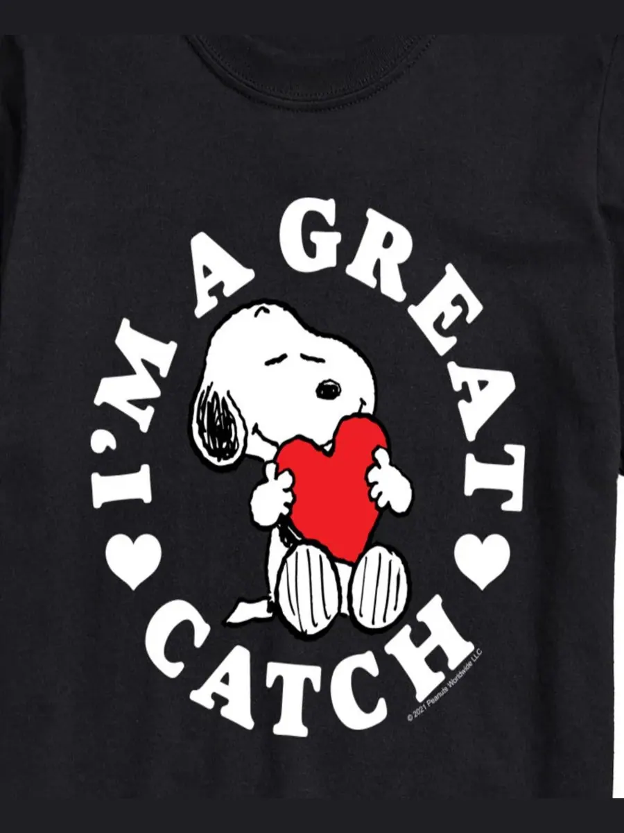 Мужская футболка с коротким рукавом и принтом «Peanuts Snoopy I'M A Great Catch» AIRWAVES — изображение 3 из 3, черный