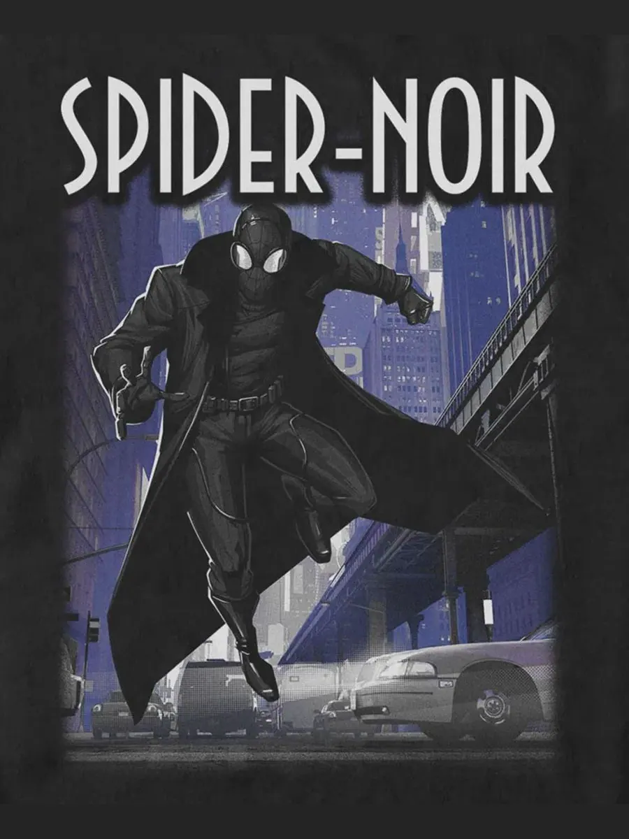 Мужская футболка с принтом Spider-Man Noir City Fifth Sun — изображение 3 из 3, черный