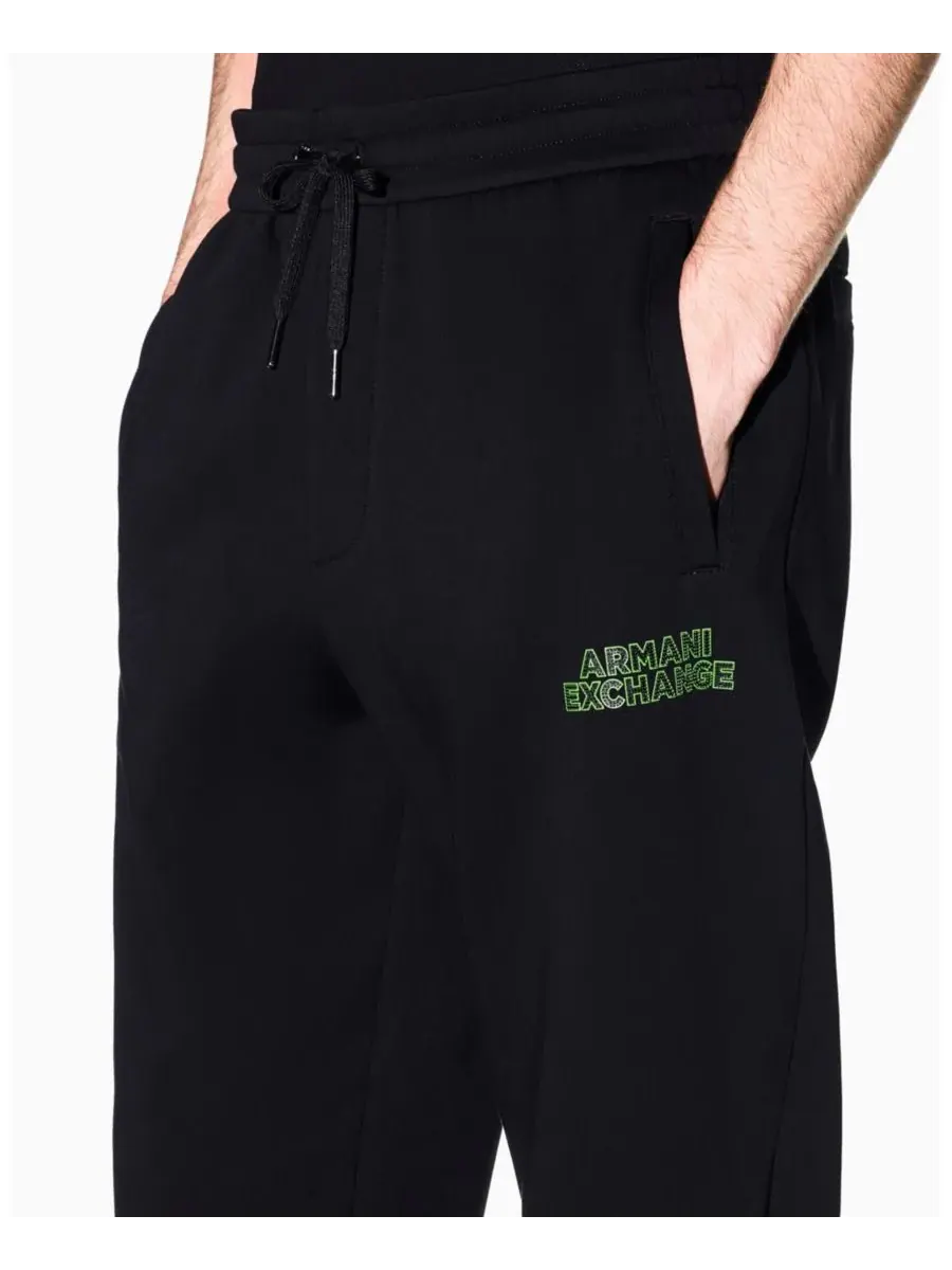 Мужские спортивные брюки из флиса с логотипом Elevated A|X Armani Exchange — изображение 2 из 5, черный
