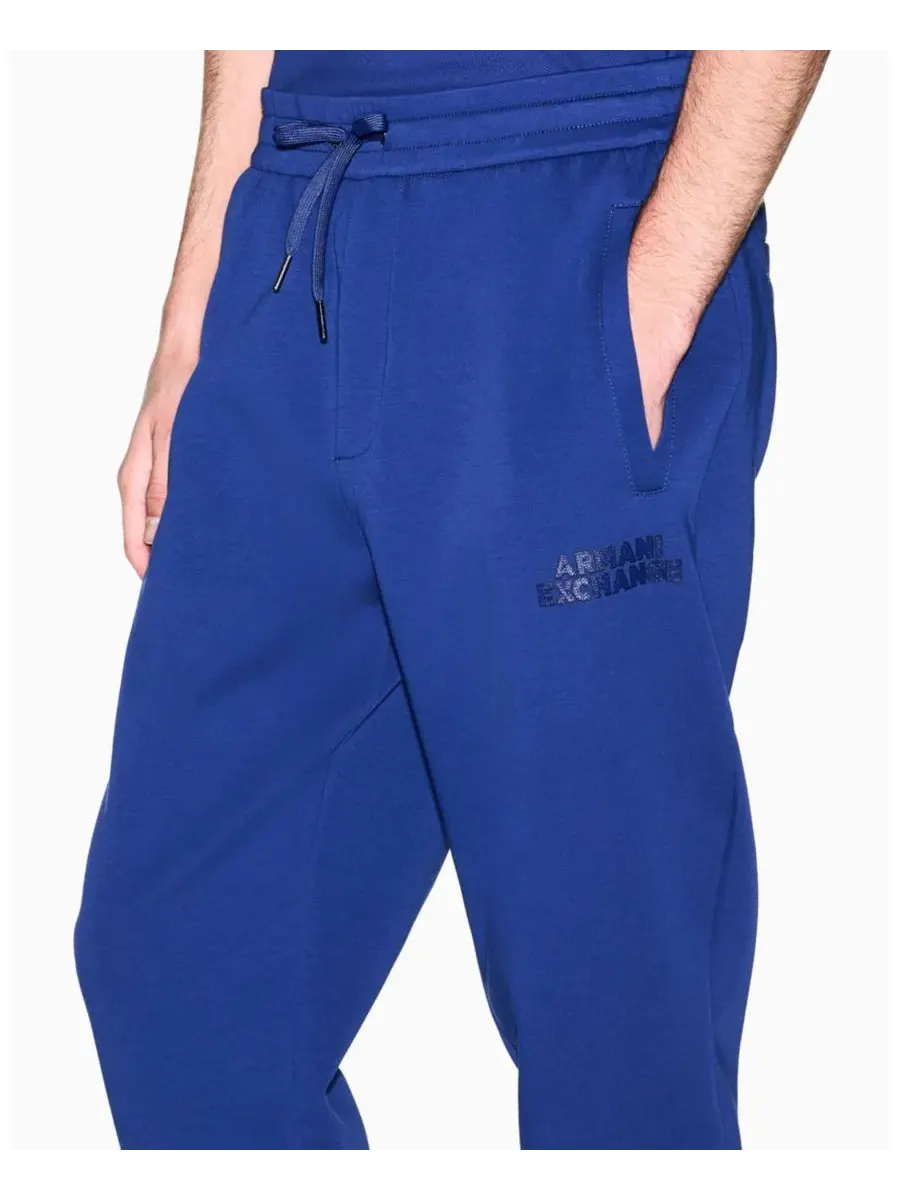 Мужские спортивные брюки из флиса с логотипом Elevated A|X Armani Exchange — изображение 3 из 5, синий