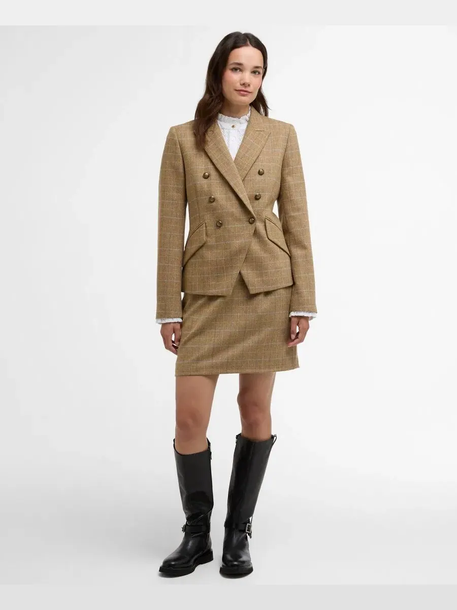 Женский приталенный блейзер с длинными рукавами и узором «Глициния» Barbour — изображение 2 из 5, синий