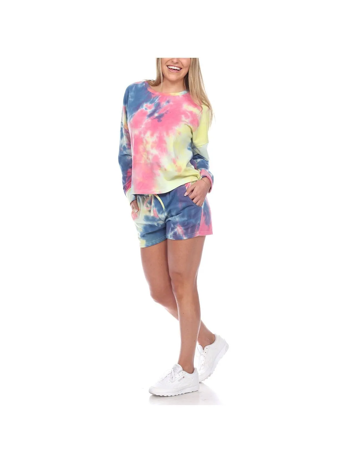 Женский комплект с шортами и топом tie dye lounge — изображение 3 из 7, розовый