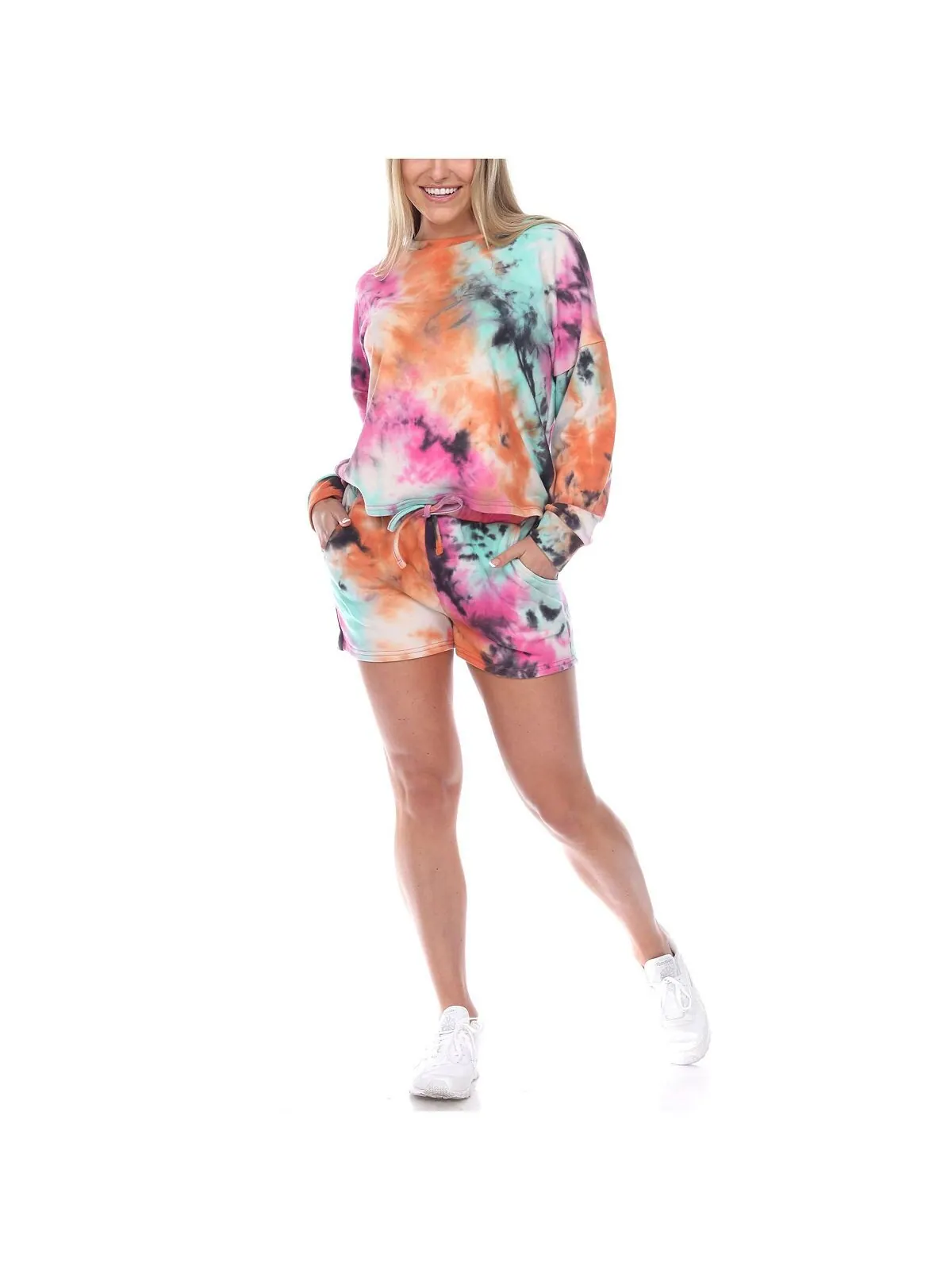 Женский комплект с шортами и топом tie dye lounge — изображение 1 из 4, розовый