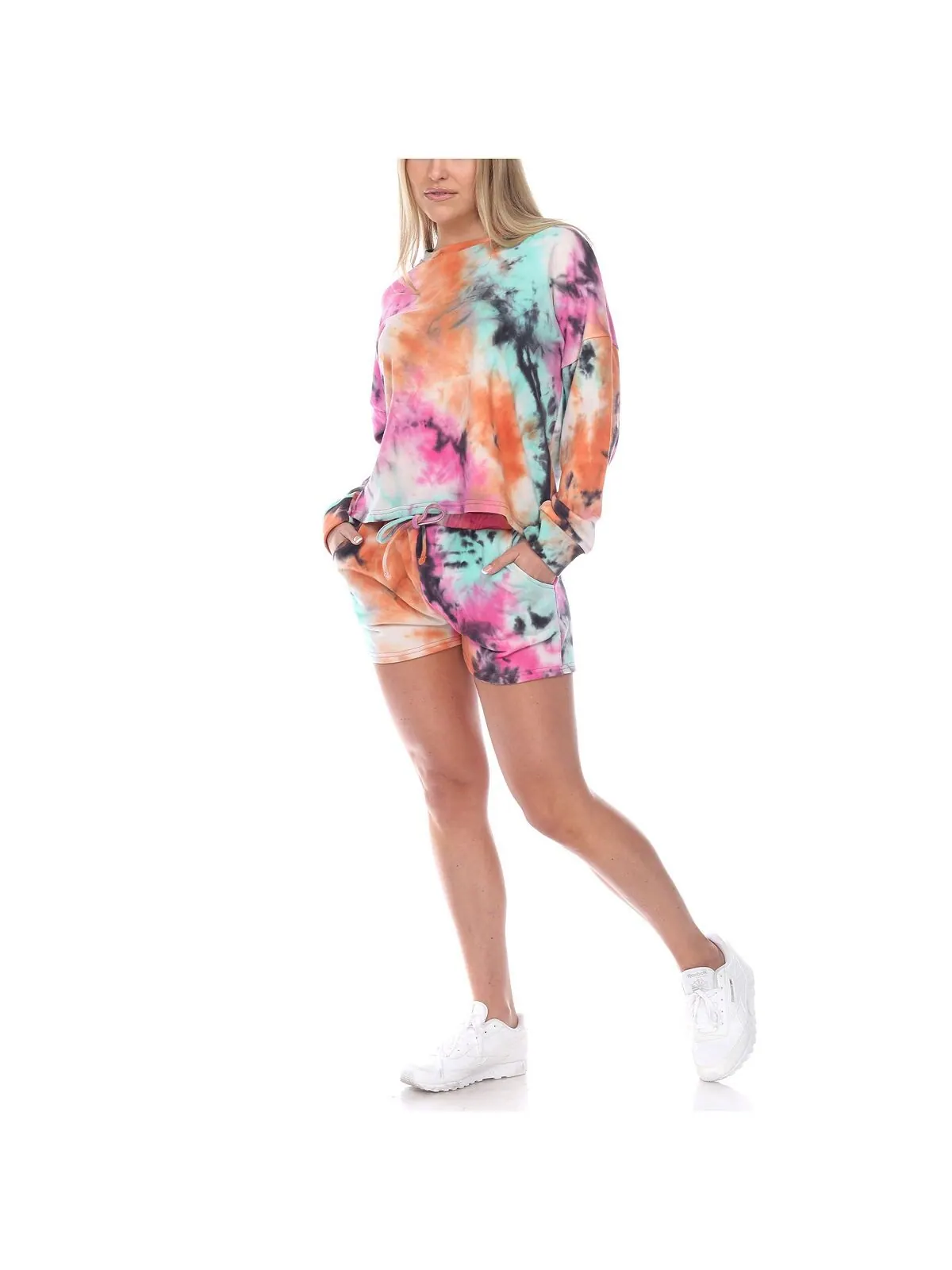 Женский комплект с шортами и топом tie dye lounge — изображение 2 из 4, розовый