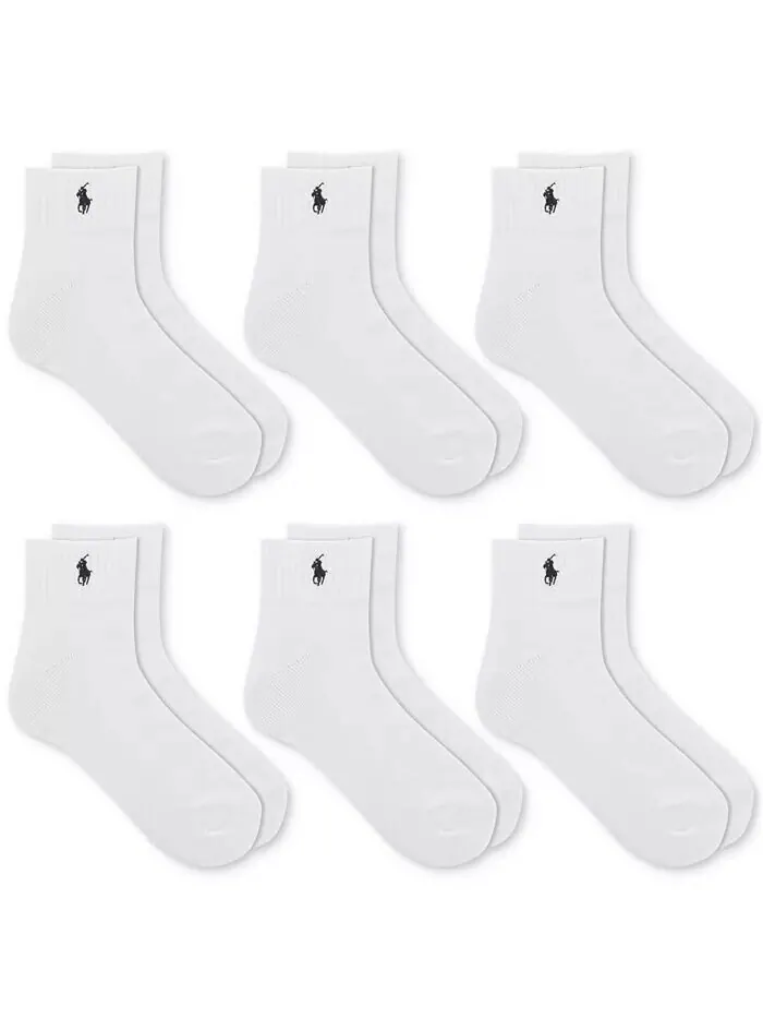 Мужские носки Performance Sport Quarter, 6 пар Polo Ralph Lauren — изображение 1 из 2, белый