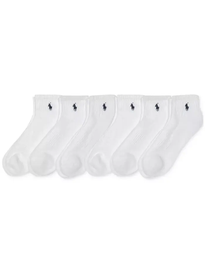 Мужские носки Performance Sport Quarter, 6 пар Polo Ralph Lauren — изображение 2 из 2, белый