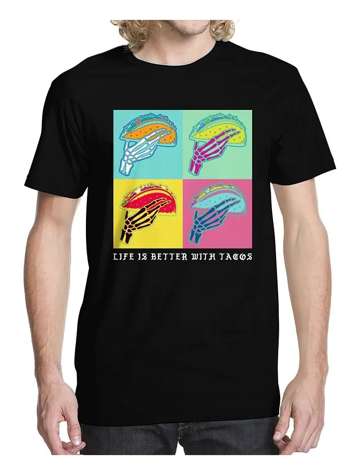 Мужская футболка с рисунком Better with Tacos Buzz Shirts — черный