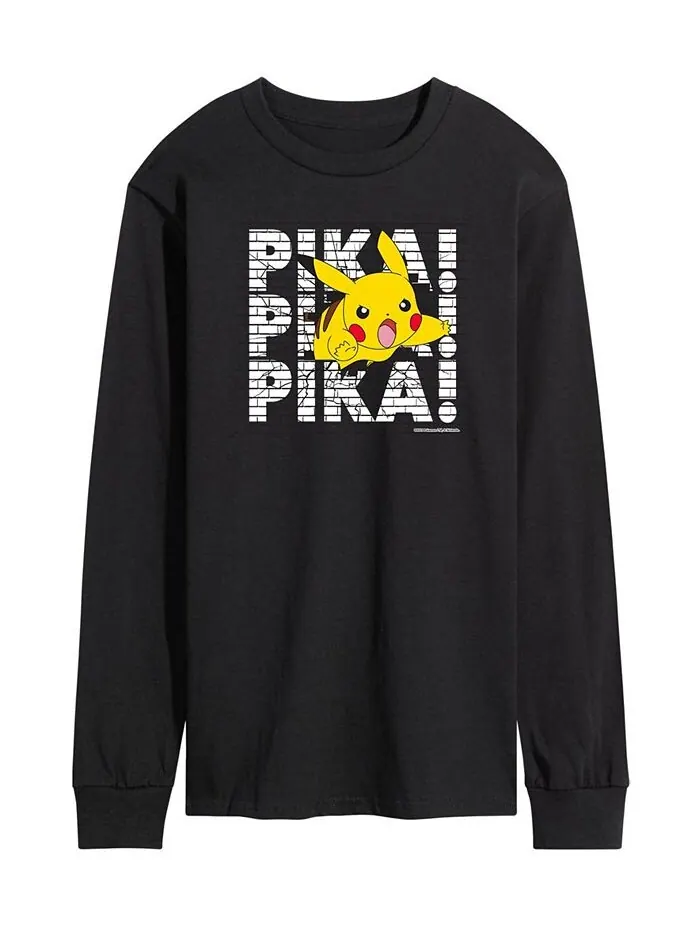 Мужская футболка с длинным рукавом Pokemon Pika Pika Pika AIRWAVES — изображение 1 из 2, черный