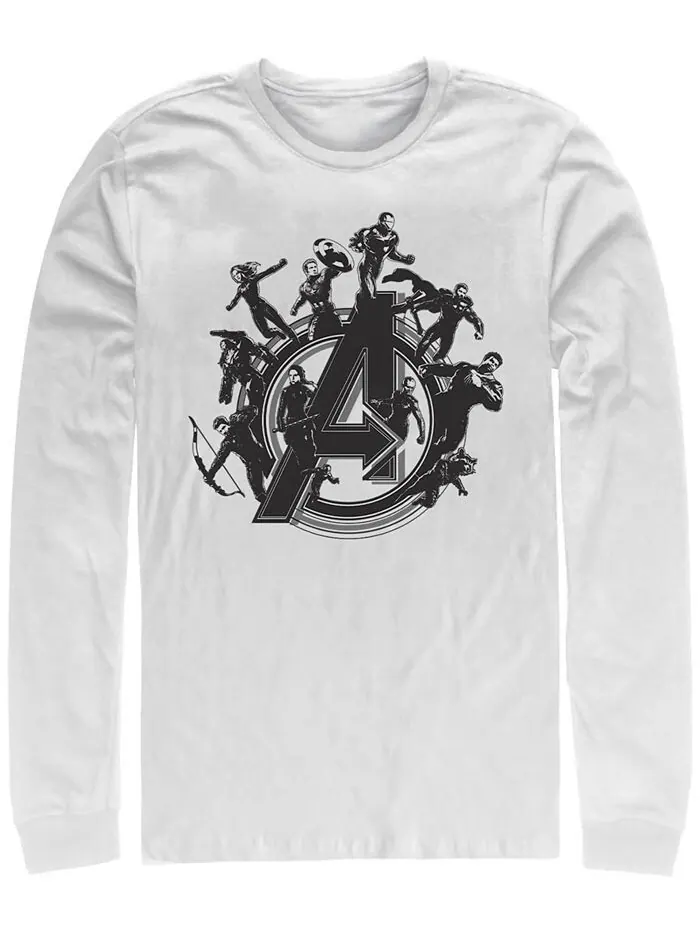 Мужская футболка с логотипом группы Marvel Avengers Endgame Circle, футболка с длинными рукавами — изображение 1 из 1, белый