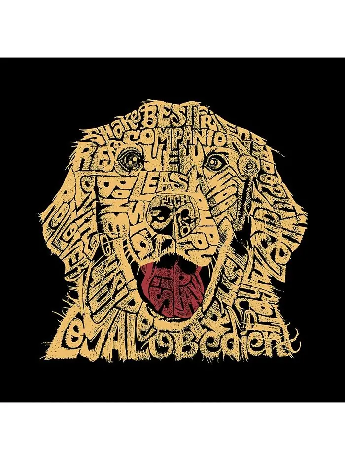 Мужская футболка с длинным рукавом Word Art — Собака LA Pop Art — изображение 2 из 2, черный