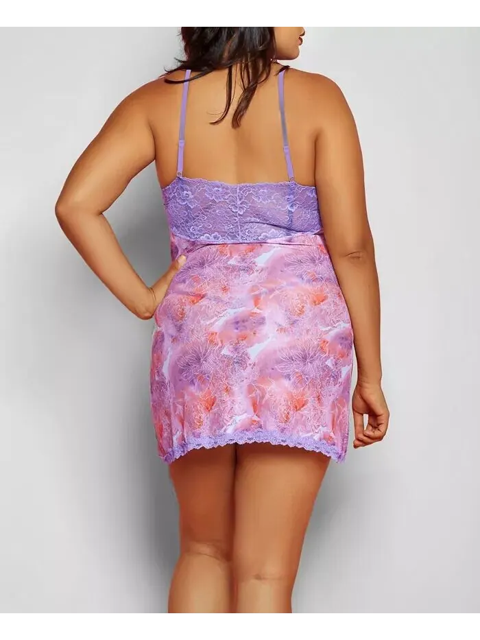 Selena Plus Size Комплект нижнего белья из 2 предметов кружевной сорочки с v-образным вырезом и — изображение 2 из 2