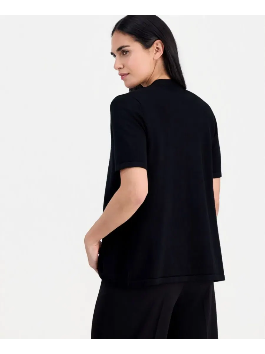 Укороченный кардиган с открытым передом и рукавами до локтя Anne Klein Essentials — изображение 3 из 3, черный