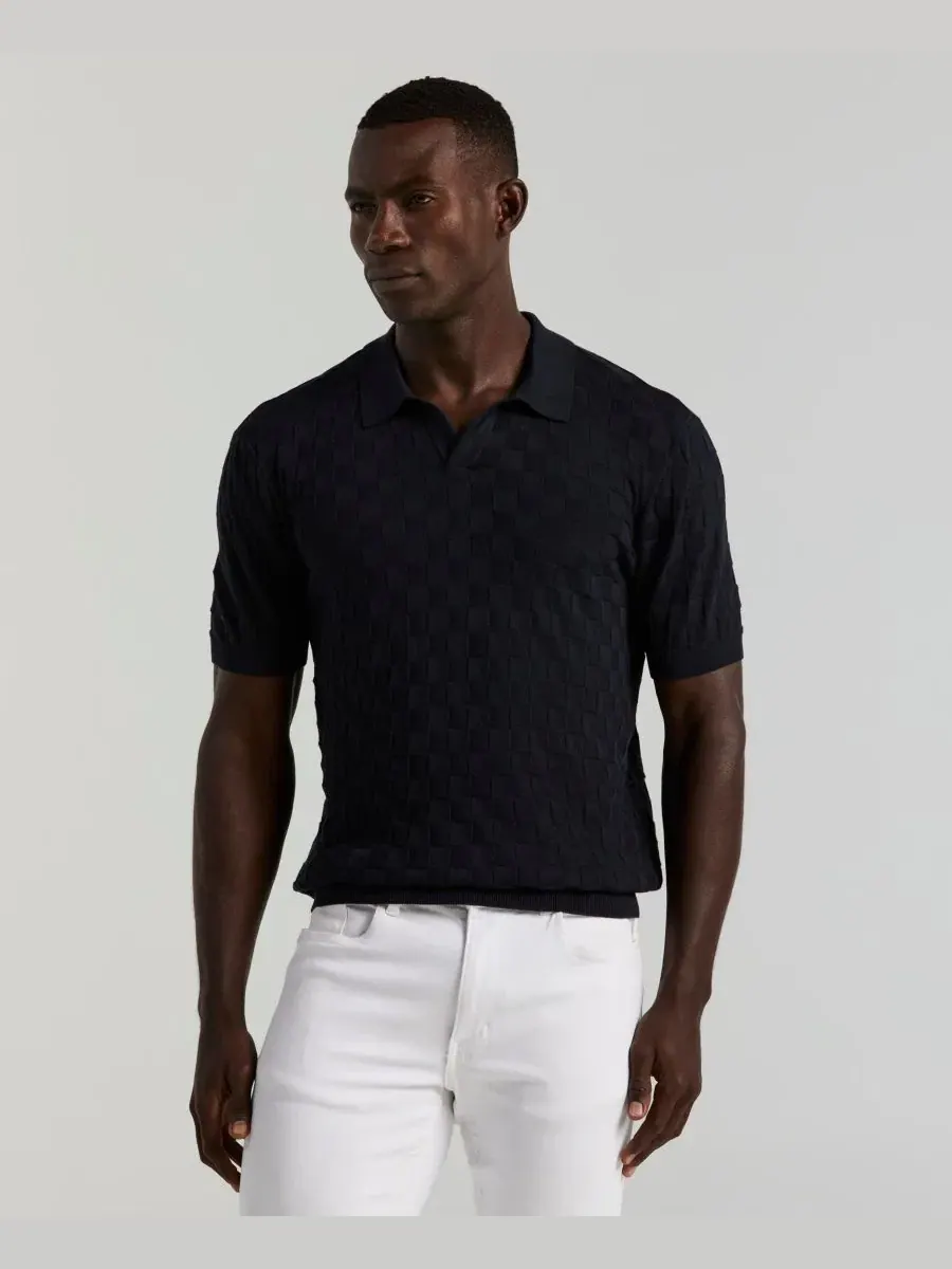 Мужской поло с клетчатым узором Perry Ellis — изображение 1 из 5, сапфировый