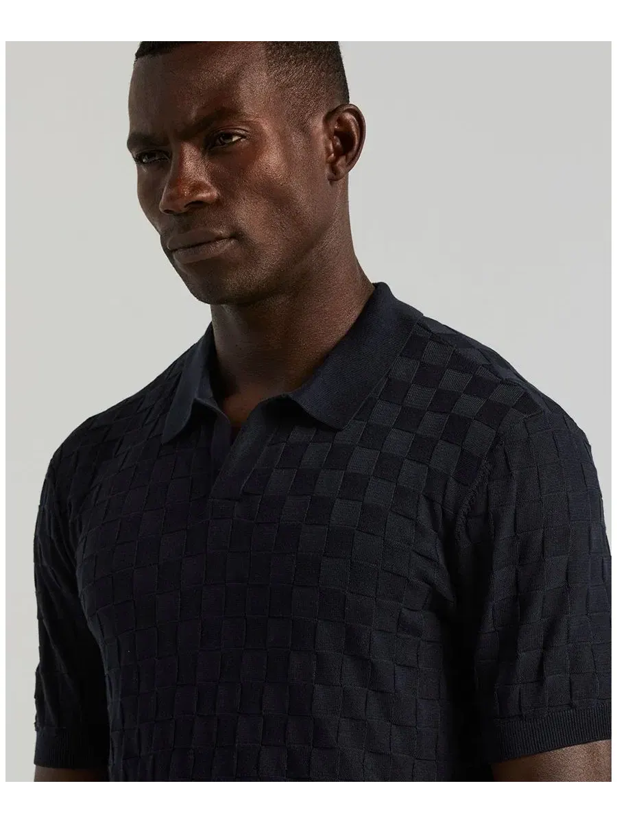 Мужской поло с клетчатым узором Perry Ellis — изображение 4 из 5, сапфировый