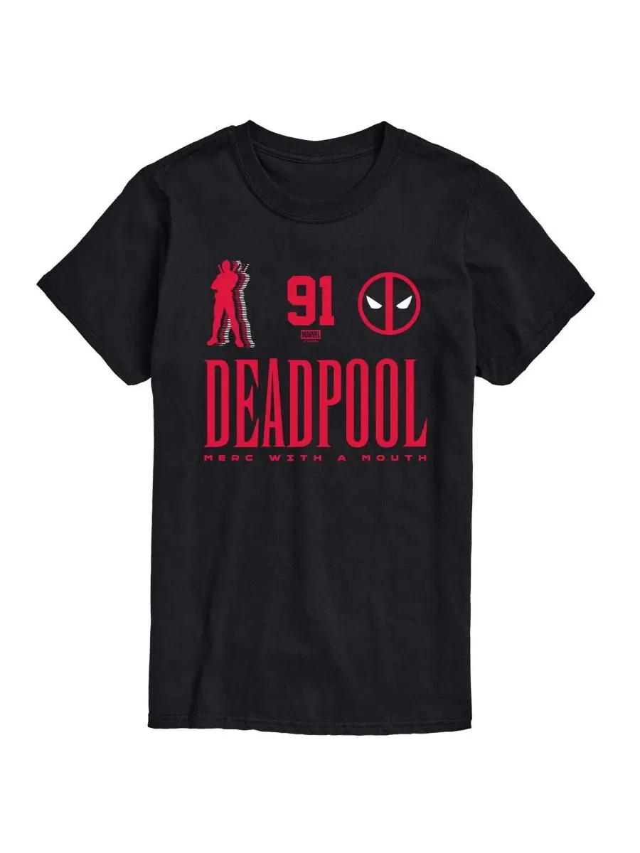 Мужская спортивная футболка с коротким рукавом Marvel Deadpool Sporty Merc With A Mouth с — изображение 1 из 3, черный
