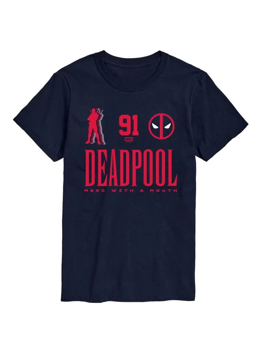 Мужская спортивная футболка с коротким рукавом Marvel Deadpool Sporty Merc With A Mouth с — изображение 1 из 3, темно-синий
