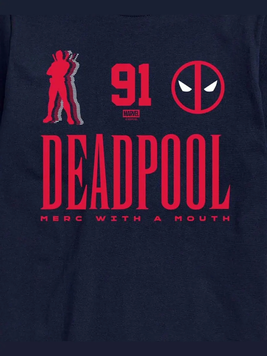 Мужская спортивная футболка с коротким рукавом Marvel Deadpool Sporty Merc With A Mouth с — изображение 3 из 3, темно-синий