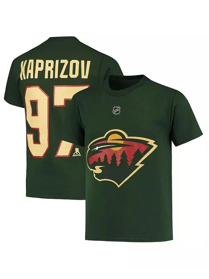 Зеленая футболка Big Boys Кирилла Капризова Minnesota Wild с именем и номером игрока Outerstuff — изображение 1 из 3, зеленый