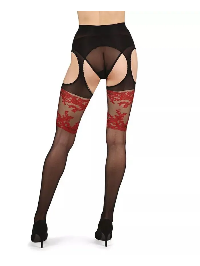 Женские колготки Lady In Red Suspender 20 Denier Sheer MeMoi — изображение 3 из 4, мульти