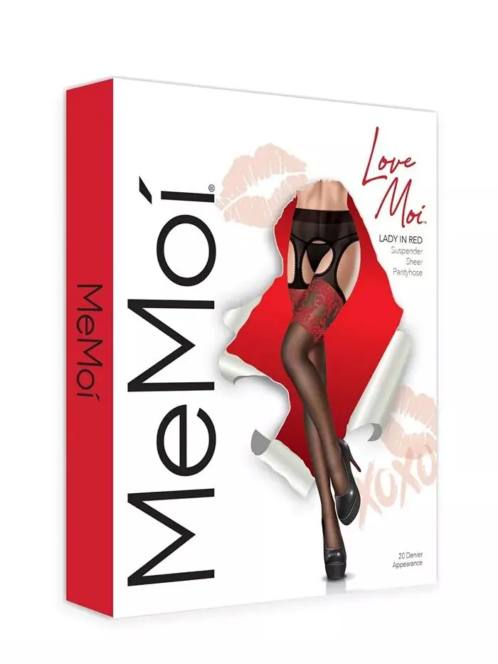 Женские колготки Lady In Red Suspender 20 Denier Sheer MeMoi — изображение 4 из 4, мульти