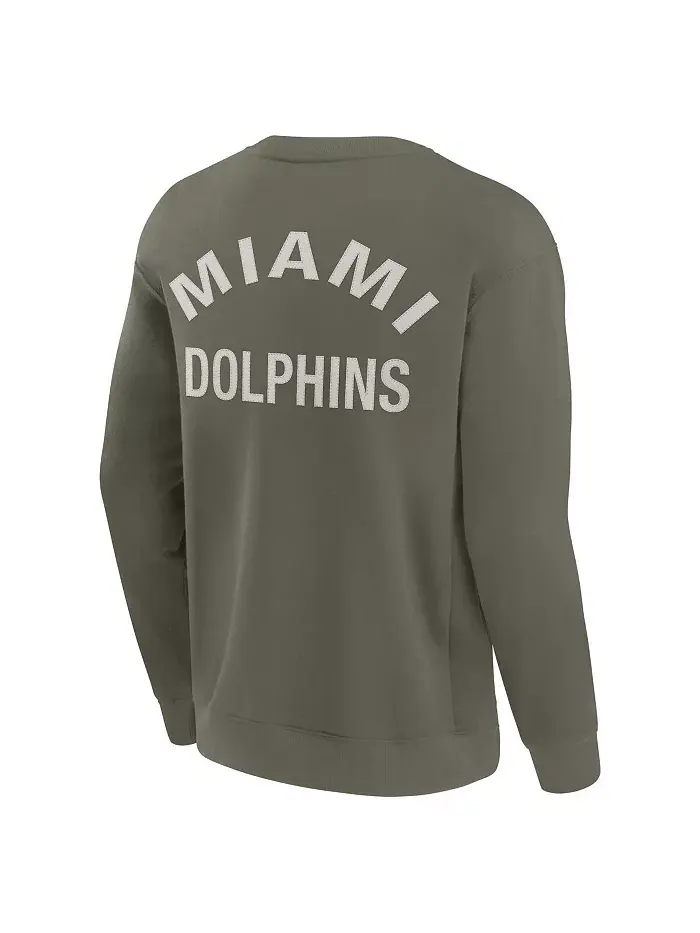Мужская и женская супермягкая толстовка с круглым вырезом Miami Dolphins Fanatics — изображение 3 из 5, оливковый