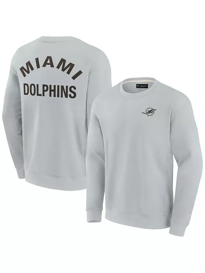 Мужская и женская супермягкая толстовка с круглым вырезом Miami Dolphins Fanatics — изображение 1 из 3, серый