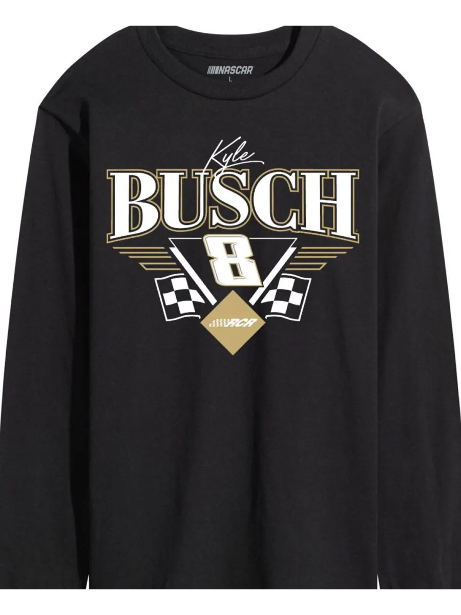Мужская футболка с длинным рукавом NASCAR Kyle Busch 8 AIRWAVES — изображение 3 из 3, черный