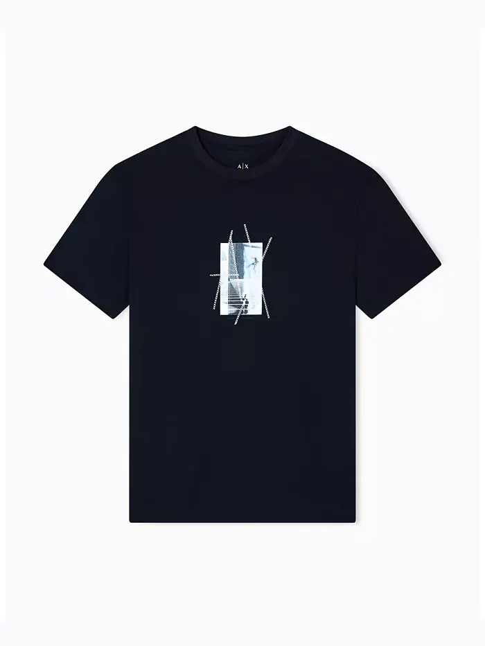 Мужская футболка Center AX с принтом A|X Armani Exchange — изображение 5 из 5, синий