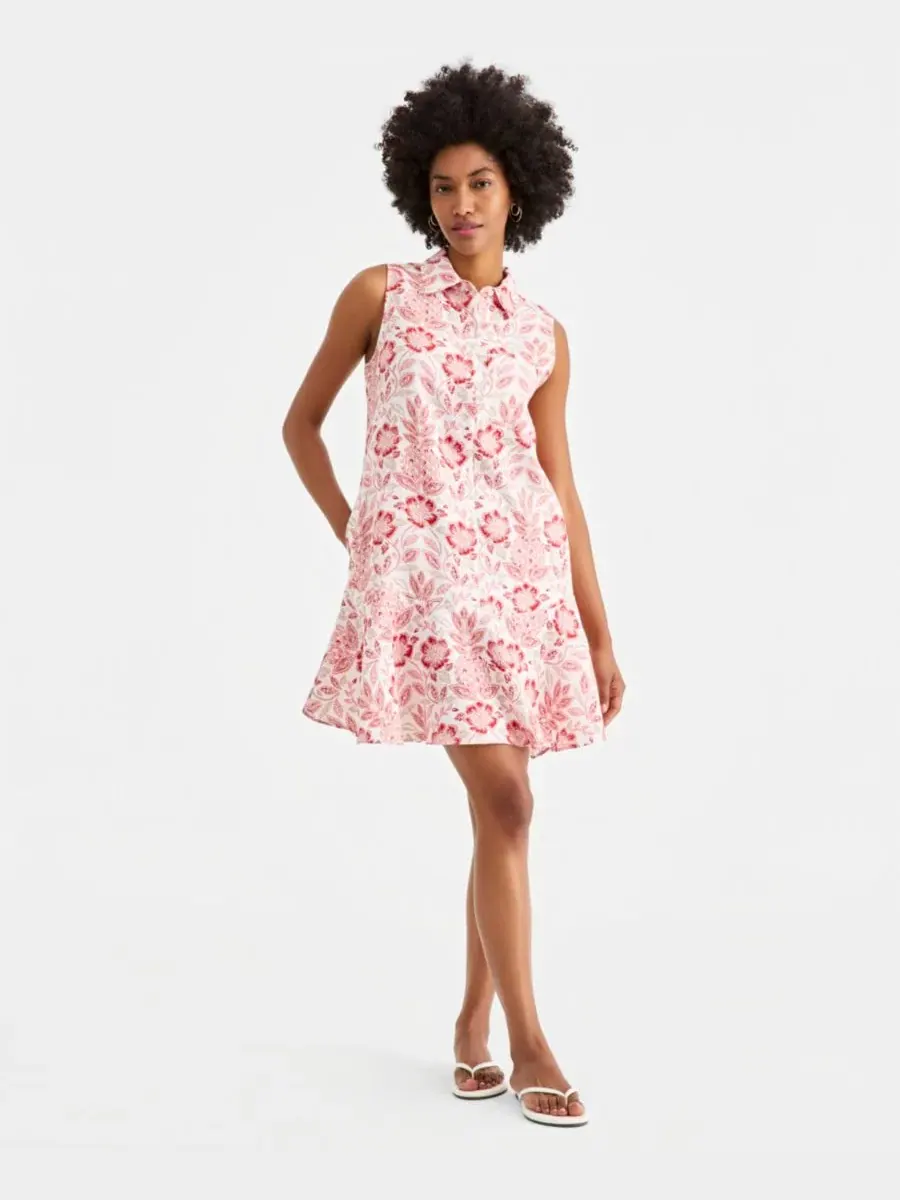 Платье-рубашка без рукавов из льна, модель Sleeveless 100% Linen Shirtdress Charter Club, Pine Bliss — изображение 1 из 3