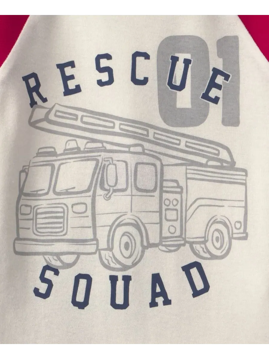 Комплект пижам из хлопка с принтом Rescue Squad Firetruck Carter's — изображение 2 из 5, красный/кремовый