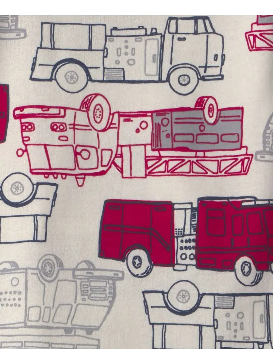 Комплект пижам из хлопка с принтом Rescue Squad Firetruck Carter's — изображение 3 из 5, красный/кремовый