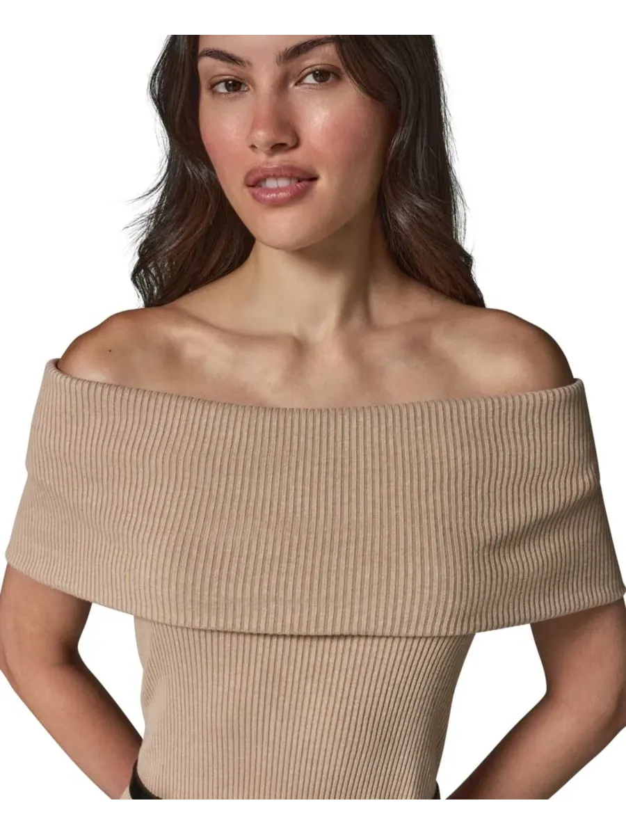 Платье-свитер без рукавов с поясом, модель Off-the-Shoulder Belted Sweater Dress Donna Karan New — изображение 3 из 7