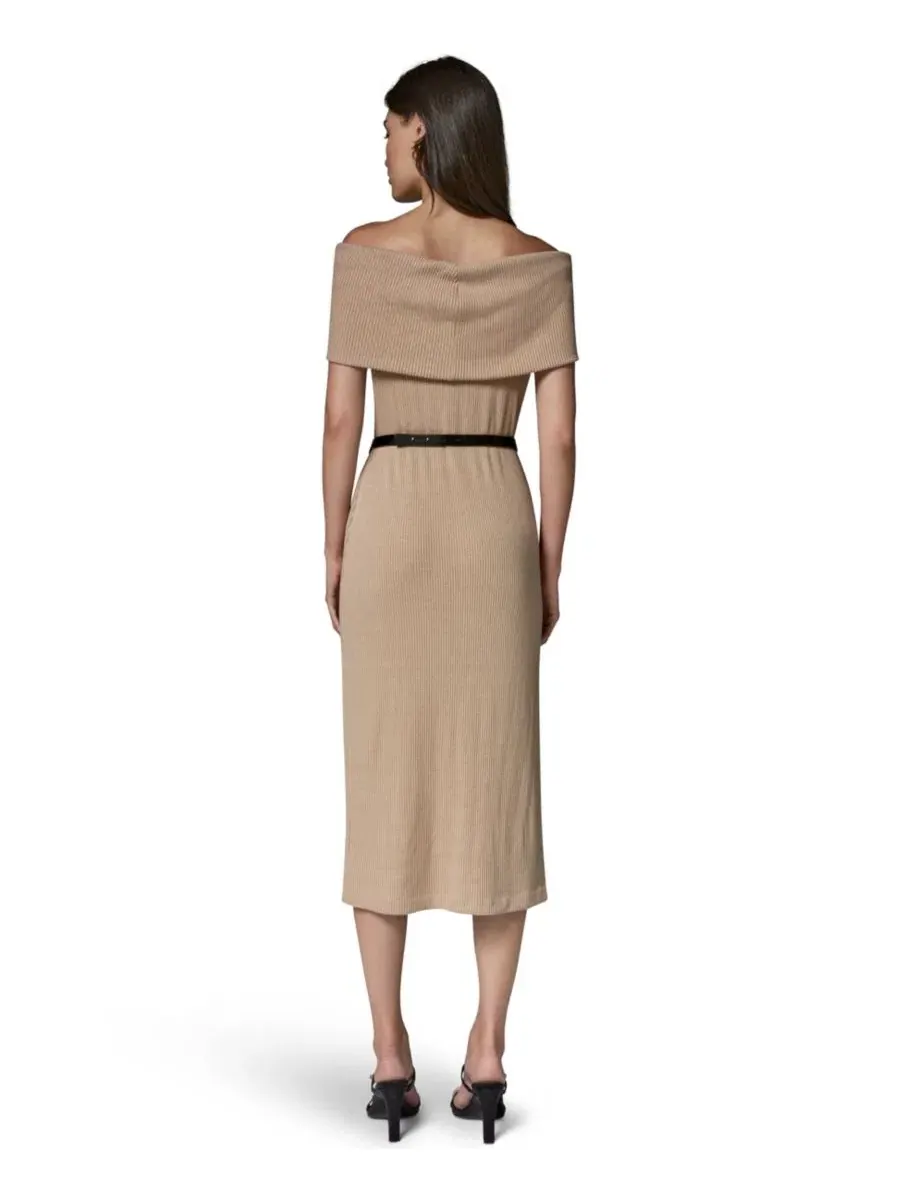 Платье-свитер без рукавов с поясом, модель Off-the-Shoulder Belted Sweater Dress Donna Karan New — изображение 5 из 7
