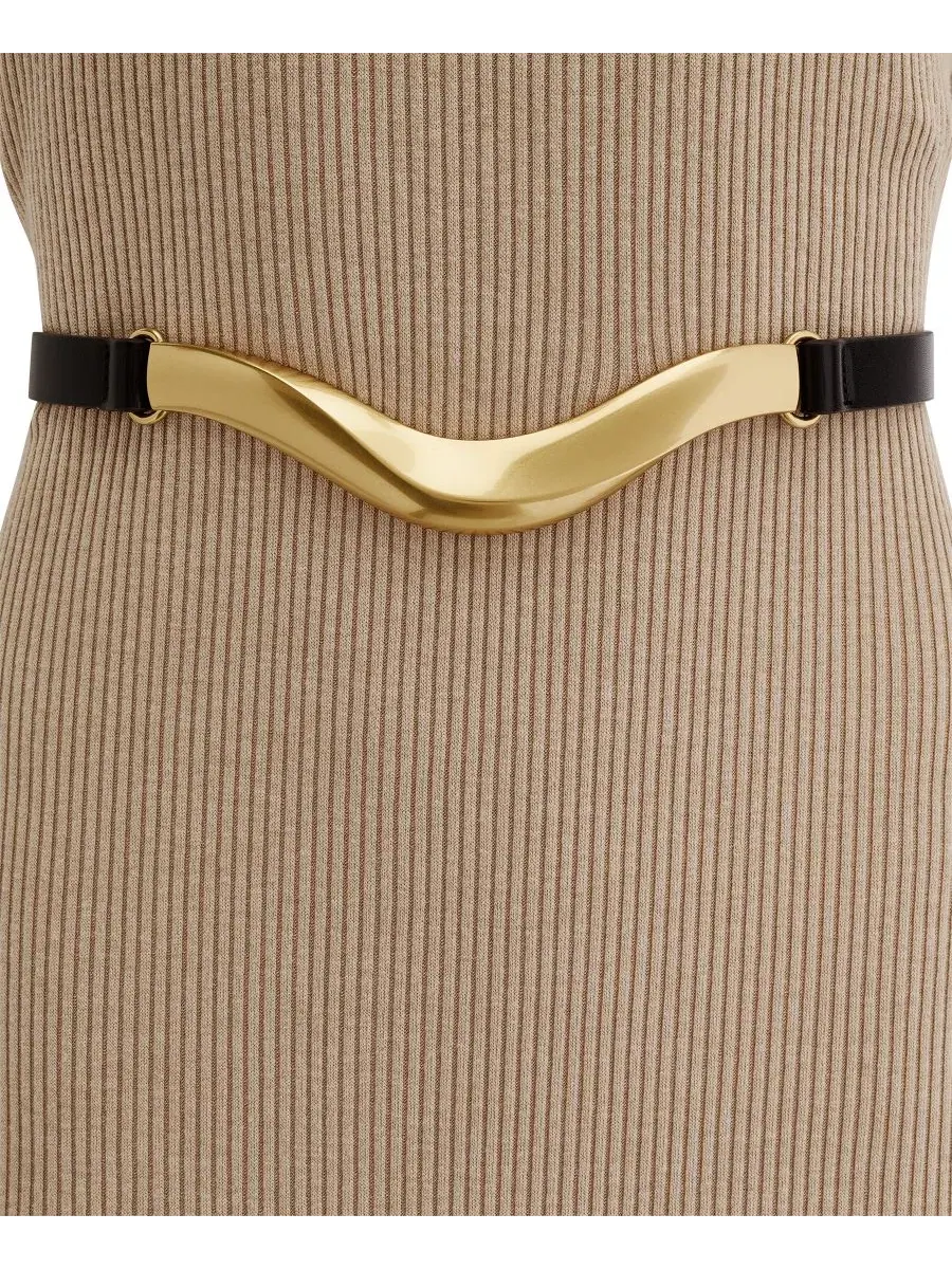 Платье-свитер без рукавов с поясом, модель Off-the-Shoulder Belted Sweater Dress Donna Karan New — изображение 6 из 7