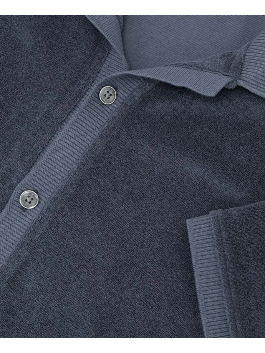 Мужская рубашка Eden из махровой ткани с коротким рукавом REISS — изображение 4 из 5, синий