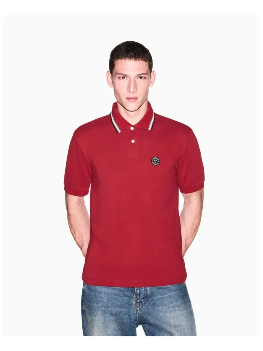 Поло из хлопкового пике с коротким рукавом A|X Armani Exchange — изображение 3 из 8, красный
