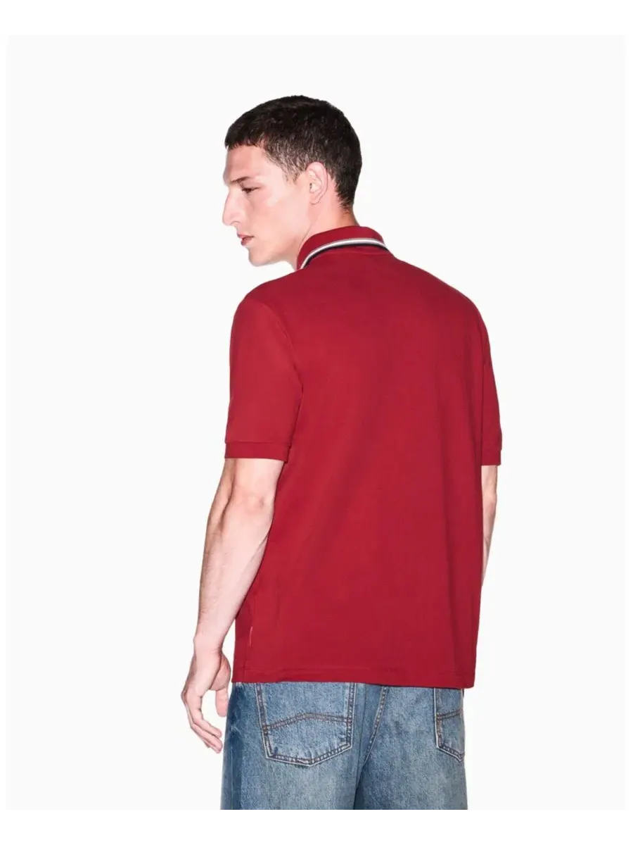Поло из хлопкового пике с коротким рукавом A|X Armani Exchange — изображение 6 из 8, красный