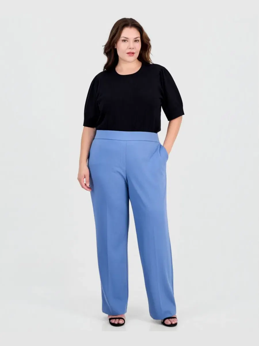 Брюки прямого кроя Anne Klein Essentials — изображение 1 из 4, синий