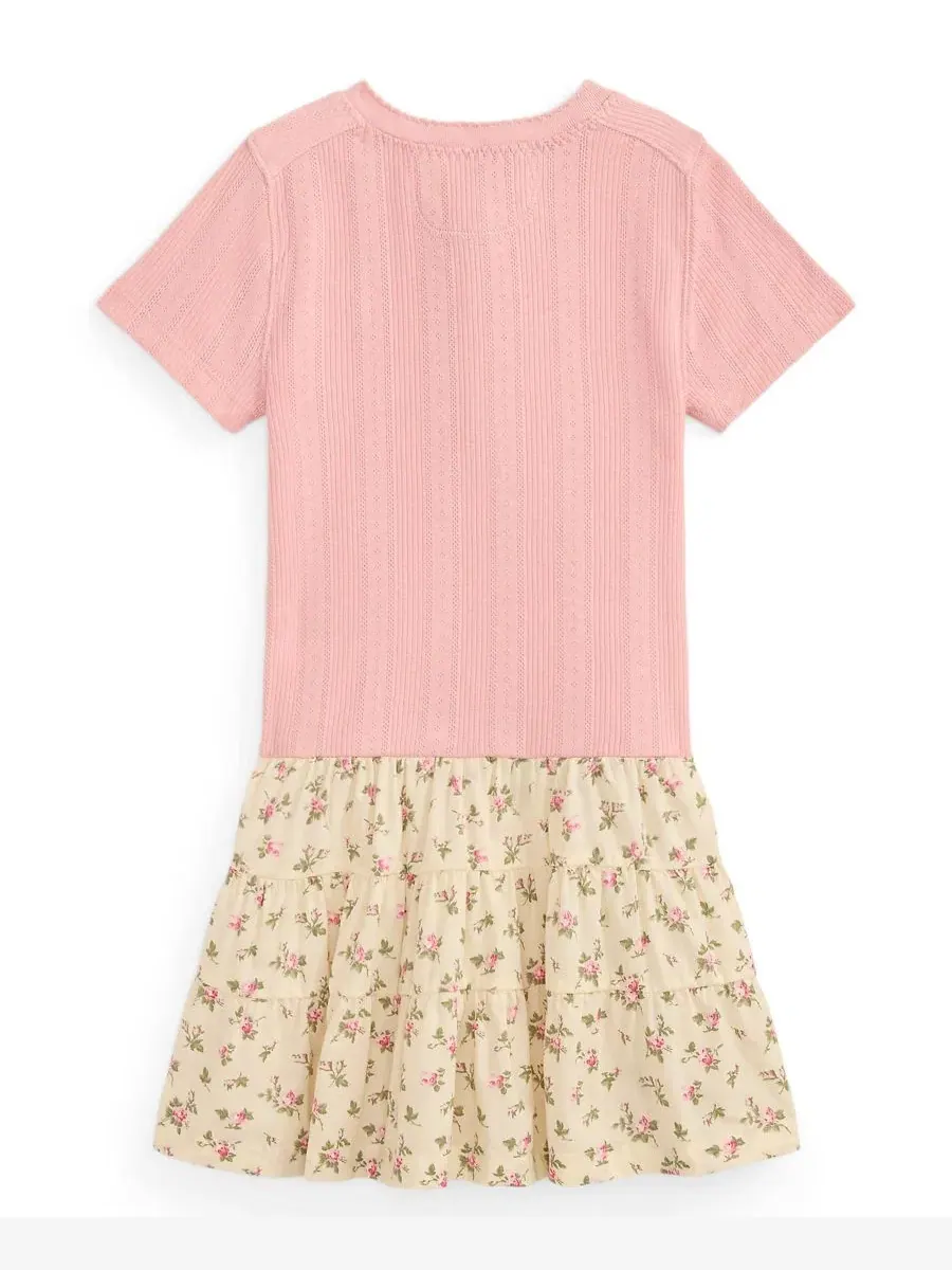 Платье хлопковое с цветочной юбкой Polo Ralph Lauren — изображение 5 из 6, розовый