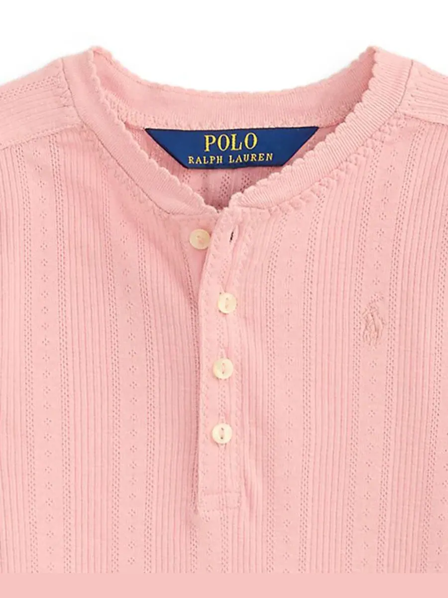 Платье хлопковое с цветочной юбкой Polo Ralph Lauren — изображение 6 из 6, розовый