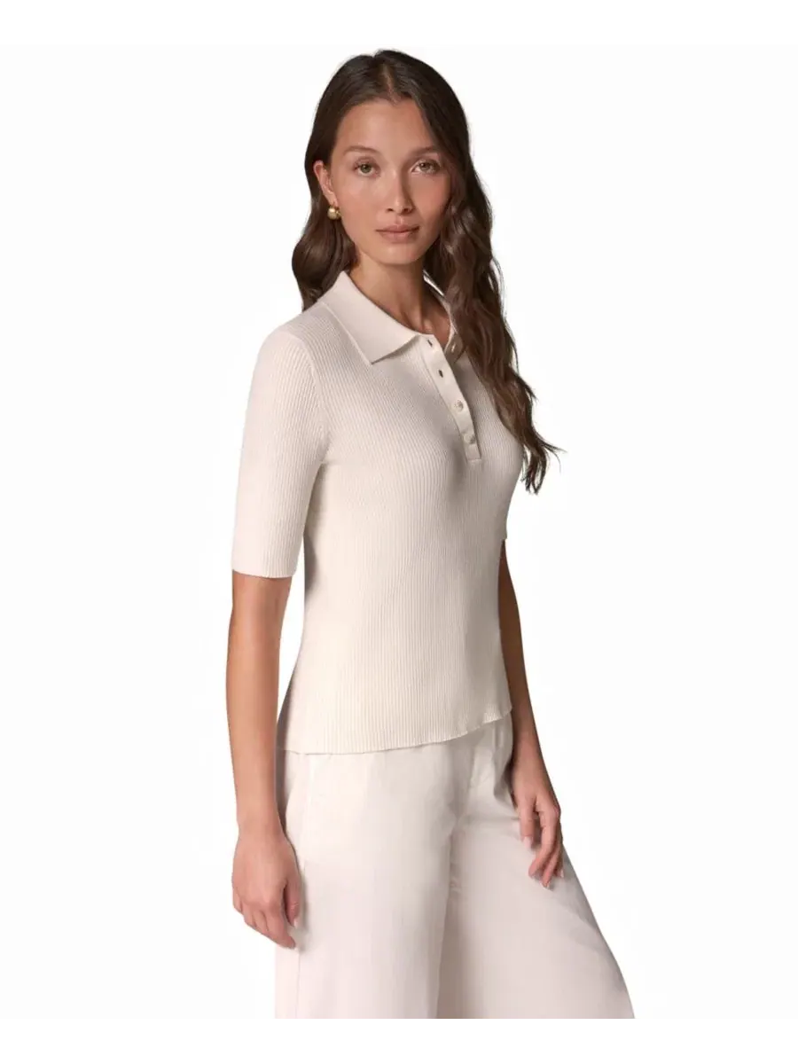 Свитер с воротником и пуговицами Donna Karan Weekend — изображение 3 из 13, бежевый